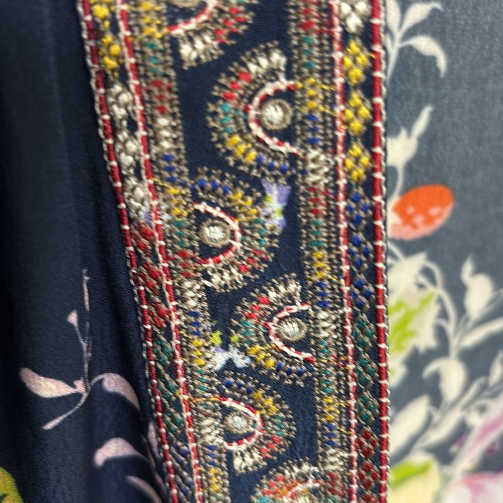 Charlie B Multi Color Butterfly Floral Print Open Front Embroidered Kimono M - Picture 6 of 6